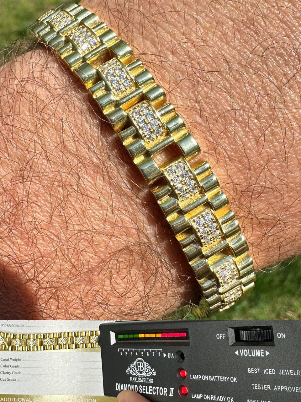 MOISSANITE Everyday Classic Presidential Custom Link Bracelet Iced Out - 14k Gold Vermeil 925 Silver - 10mm - 7.5"-8.5"