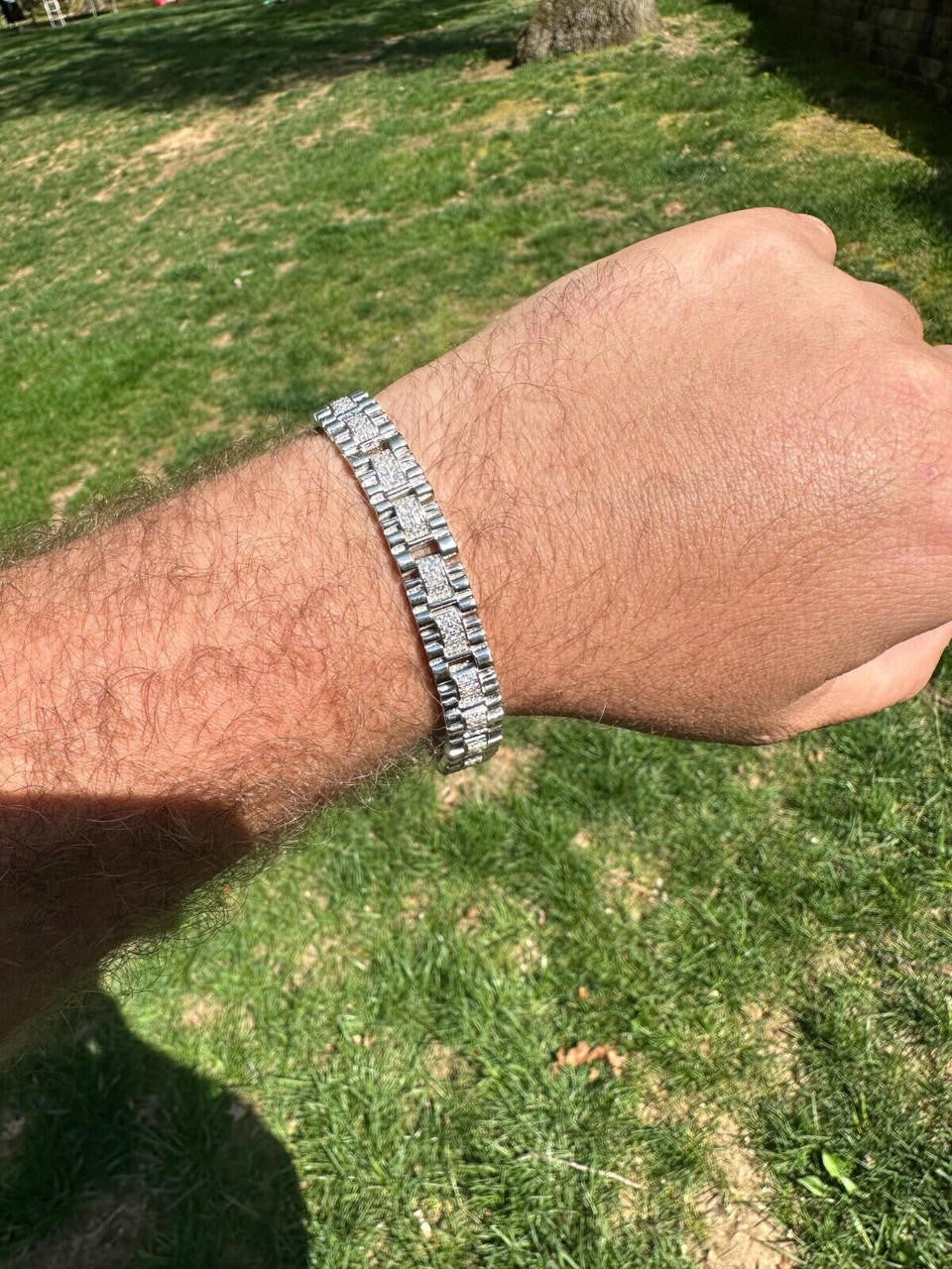 MOISSANITE Everyday Classic Presidential Custom Link Bracelet Iced Out - 925 Silver - 10mm - 7.5"-8.5"