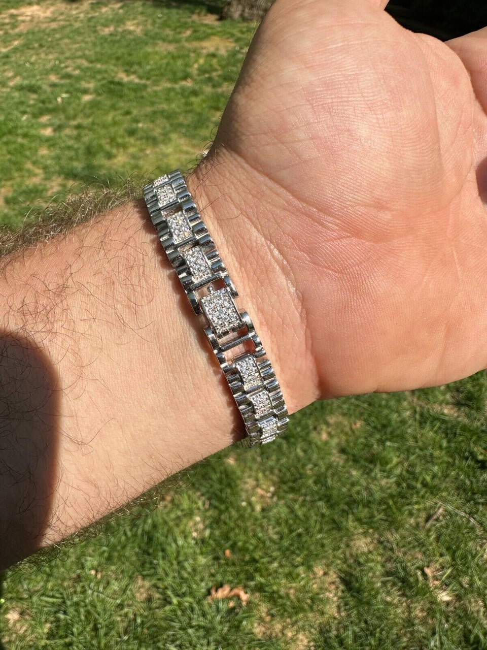 MOISSANITE Everyday Classic Presidential Custom Link Bracelet Iced Out - 925 Silver - 10mm - 7.5"-8.5"