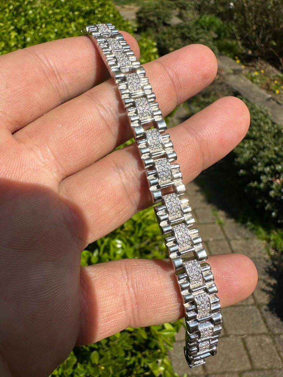 MOISSANITE Everyday Classic Presidential Custom Link Bracelet Iced Out - 925 Silver - 10mm - 7.5"-8.5"