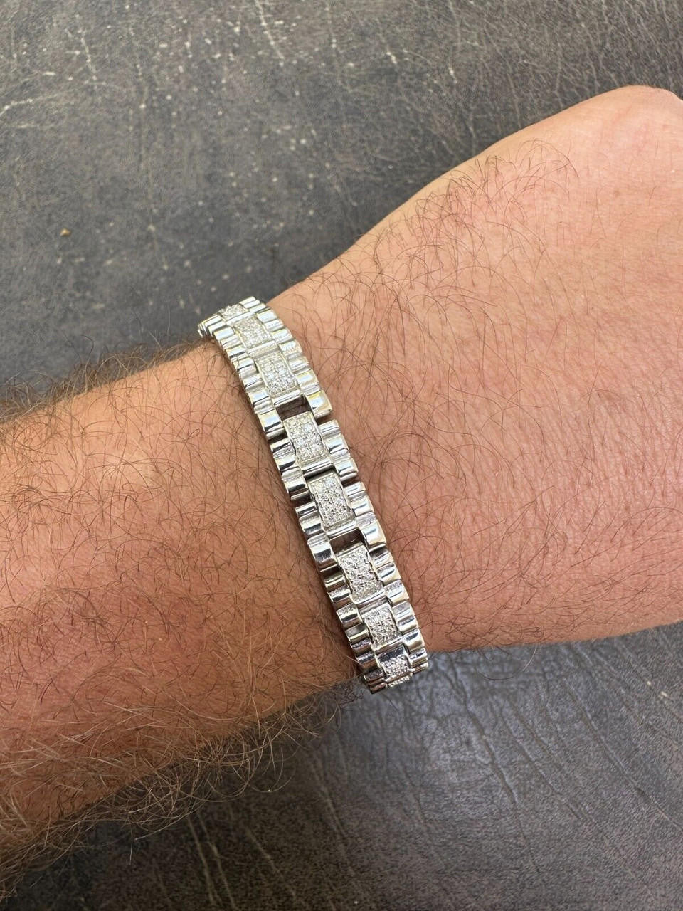 MOISSANITE Everyday Classic Presidential Custom Link Bracelet Iced Out - 925 Silver - 10mm - 7.5"-8.5"
