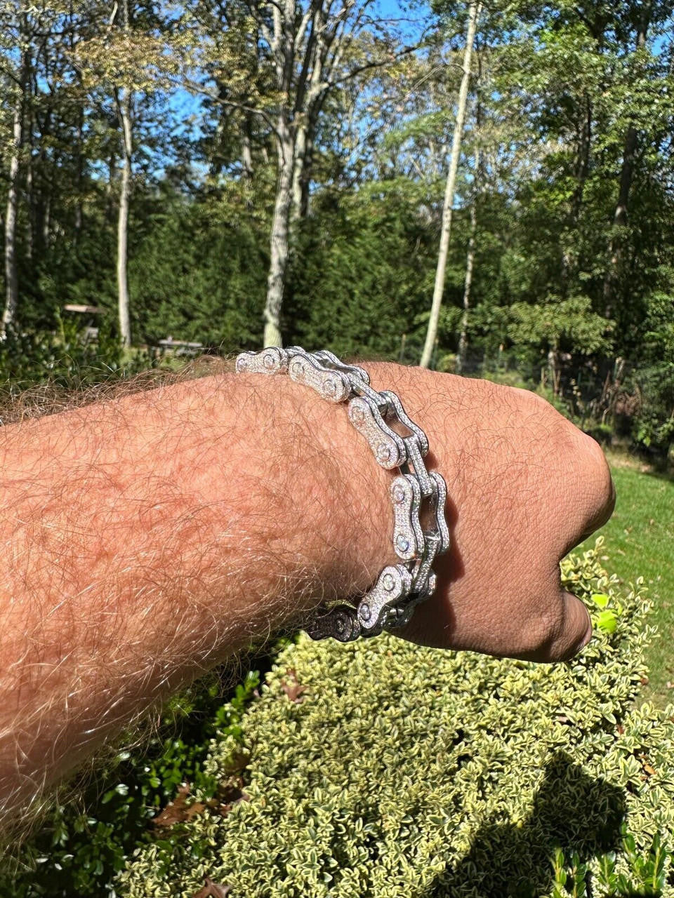 MOISSANITE Bicycle Link Chain Bracelet Iced Out - 925 Silver - 12mm - 6.5" - 8.5"