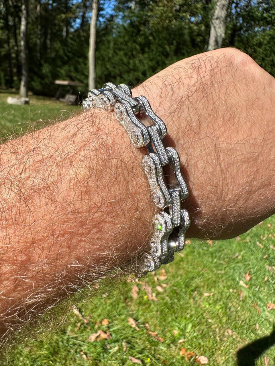 MOISSANITE Bicycle Link Chain Bracelet Iced Out - 925 Silver - 12mm - 6.5" - 8.5"