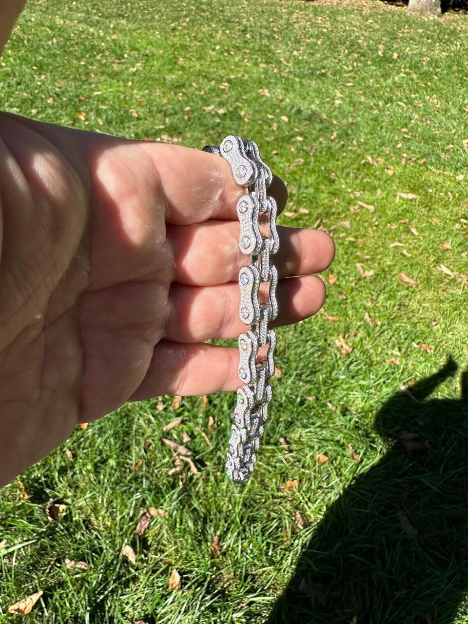 MOISSANITE Bicycle Link Chain Bracelet Iced Out - 925 Silver - 12mm - 6.5" - 8.5"