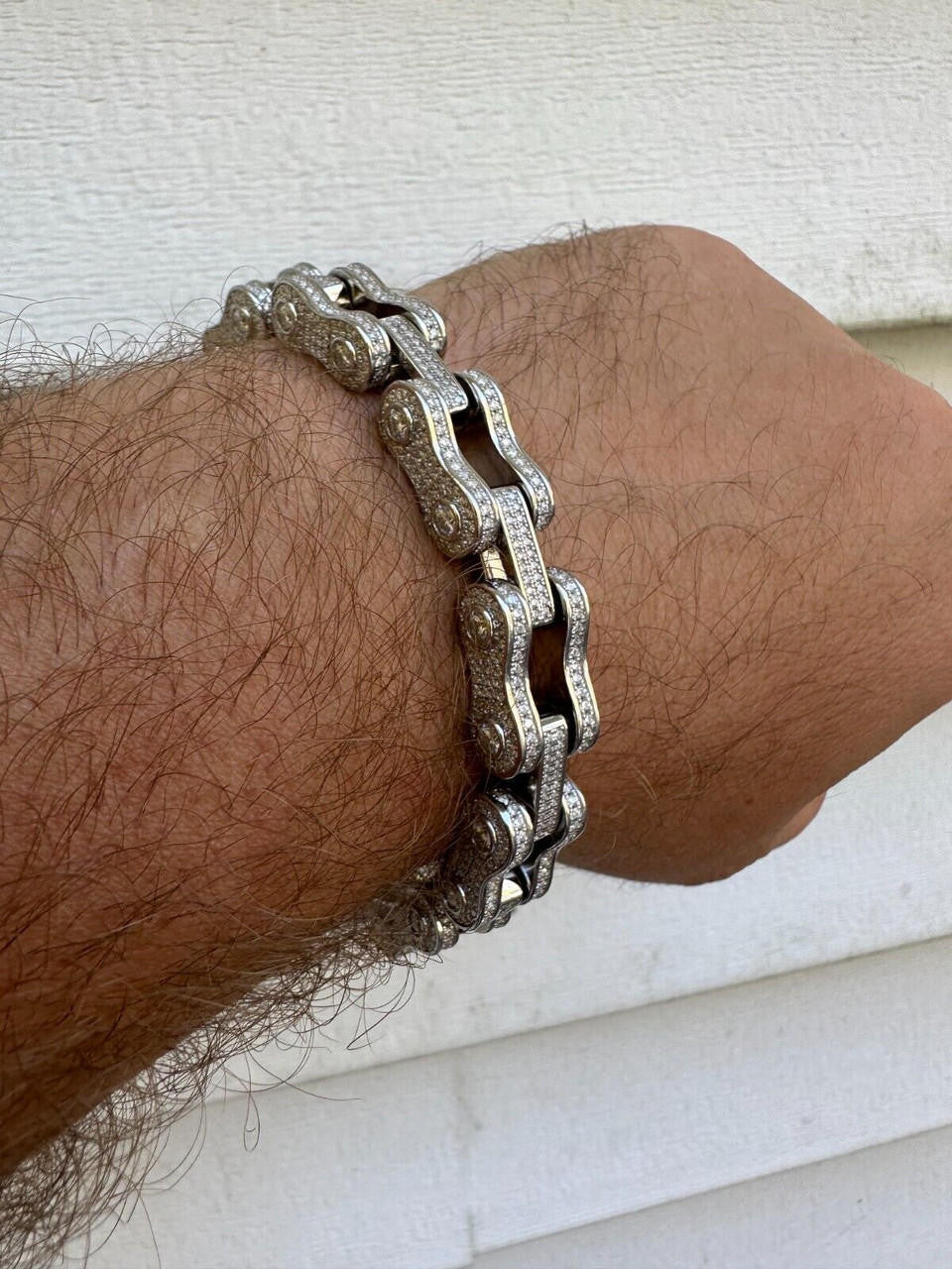 MOISSANITE Bicycle Link Chain Bracelet Iced Out - 925 Silver - 12mm - 6.5" - 8.5"