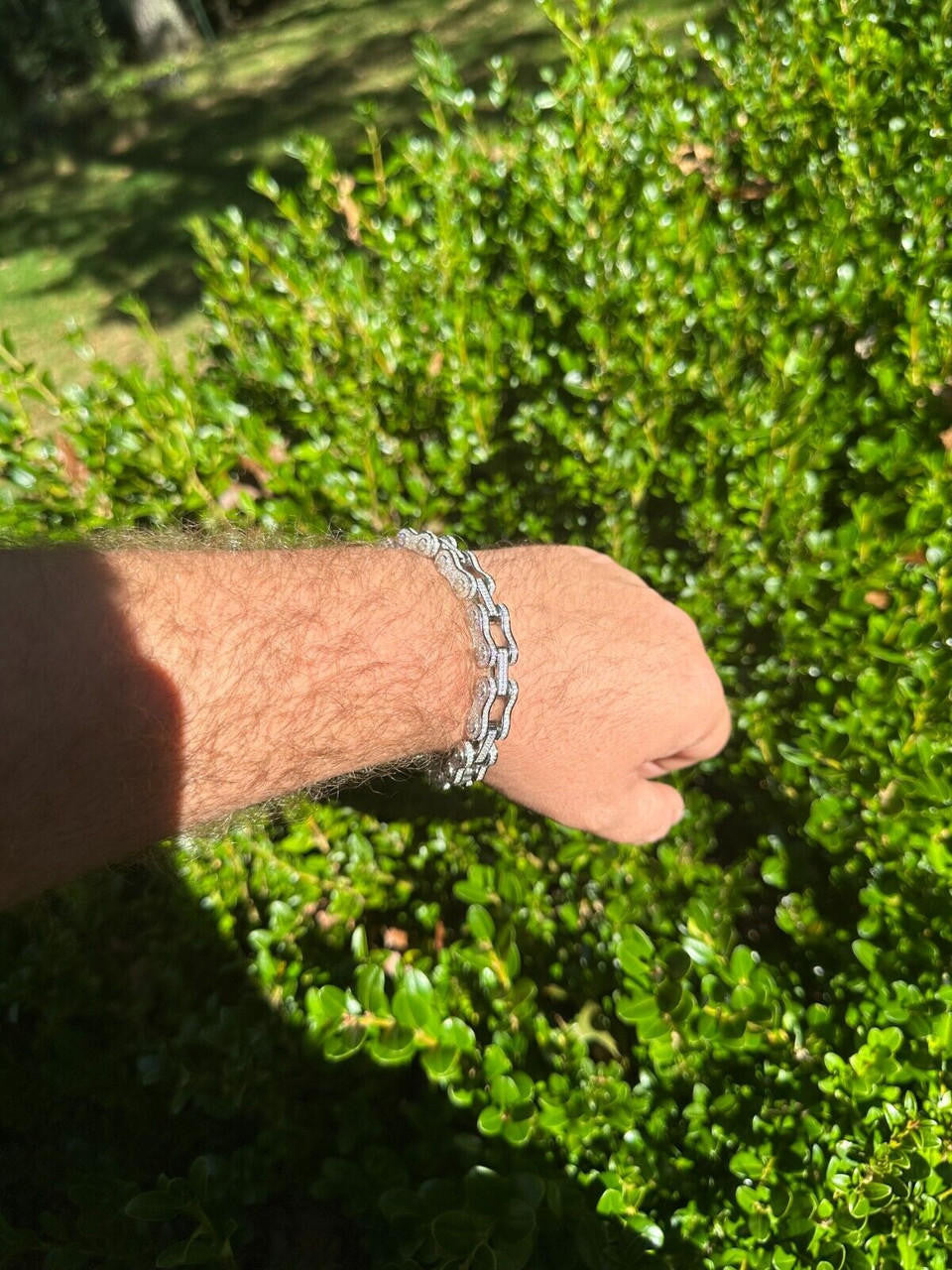 MOISSANITE Bicycle Link Chain Bracelet Iced Out - 925 Silver - 12mm - 6.5" - 8.5"