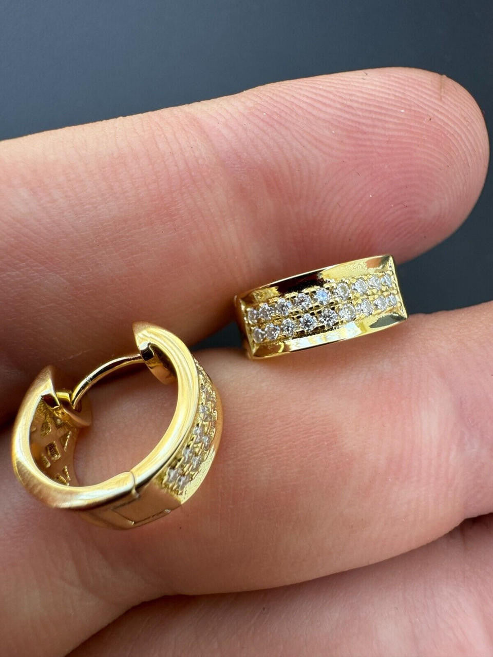 MOISSANITE Classic Small Huggie Iced Out Hoops - 14k Gold Vermeil 925 Silver - 12mm