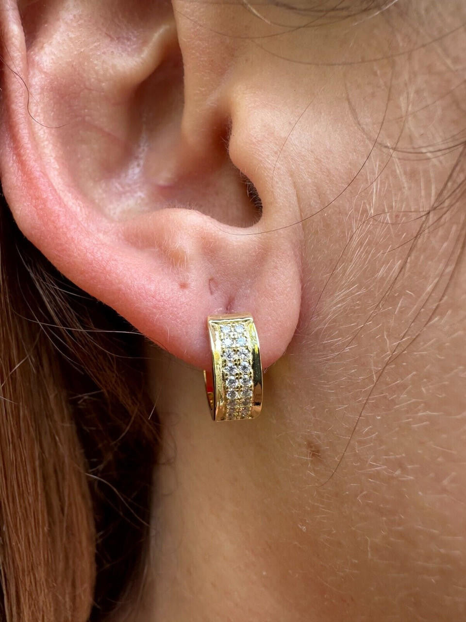 MOISSANITE Classic Small Huggie Iced Out Hoops - 14k Gold Vermeil 925 Silver - 12mm