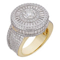 MOISSANITE 3D Baguette Dripping Sides Cluster Iced Out Ring - 14k Gold Vermeil 925 Silver