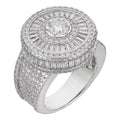MOISSANITE 3D Baguette Dripping Sides Cluster Iced Out Ring - 925 Silver