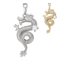 MOISSANITE 3D Dragon Hip Hop Pendant - 14k Gold Vermeil Or 925 Silver - Medium 2.25"