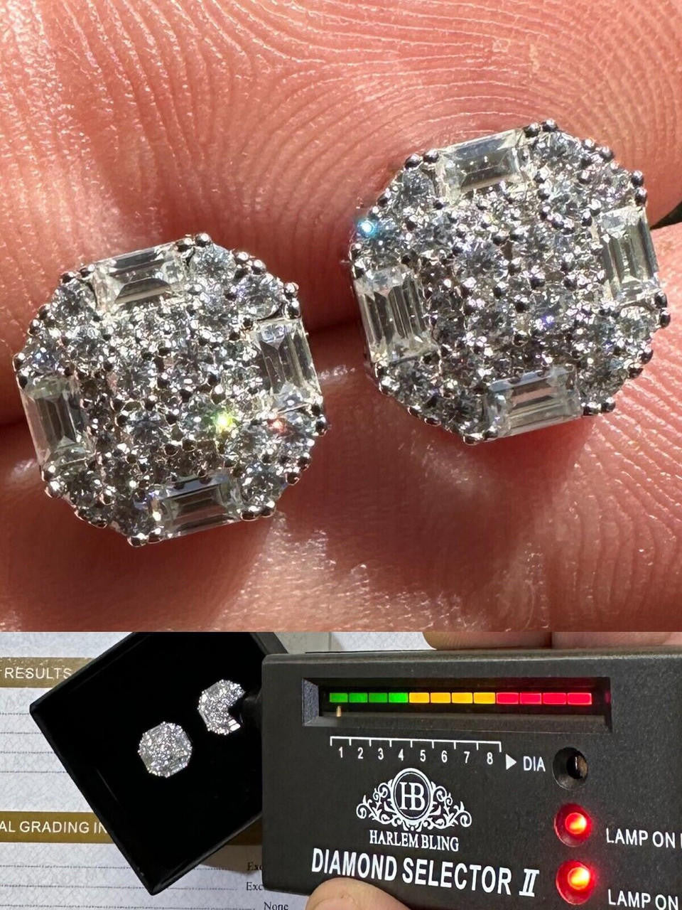 MOISSANITE Baguette Star Iced Out Earrings - 925 Silver - 10mm