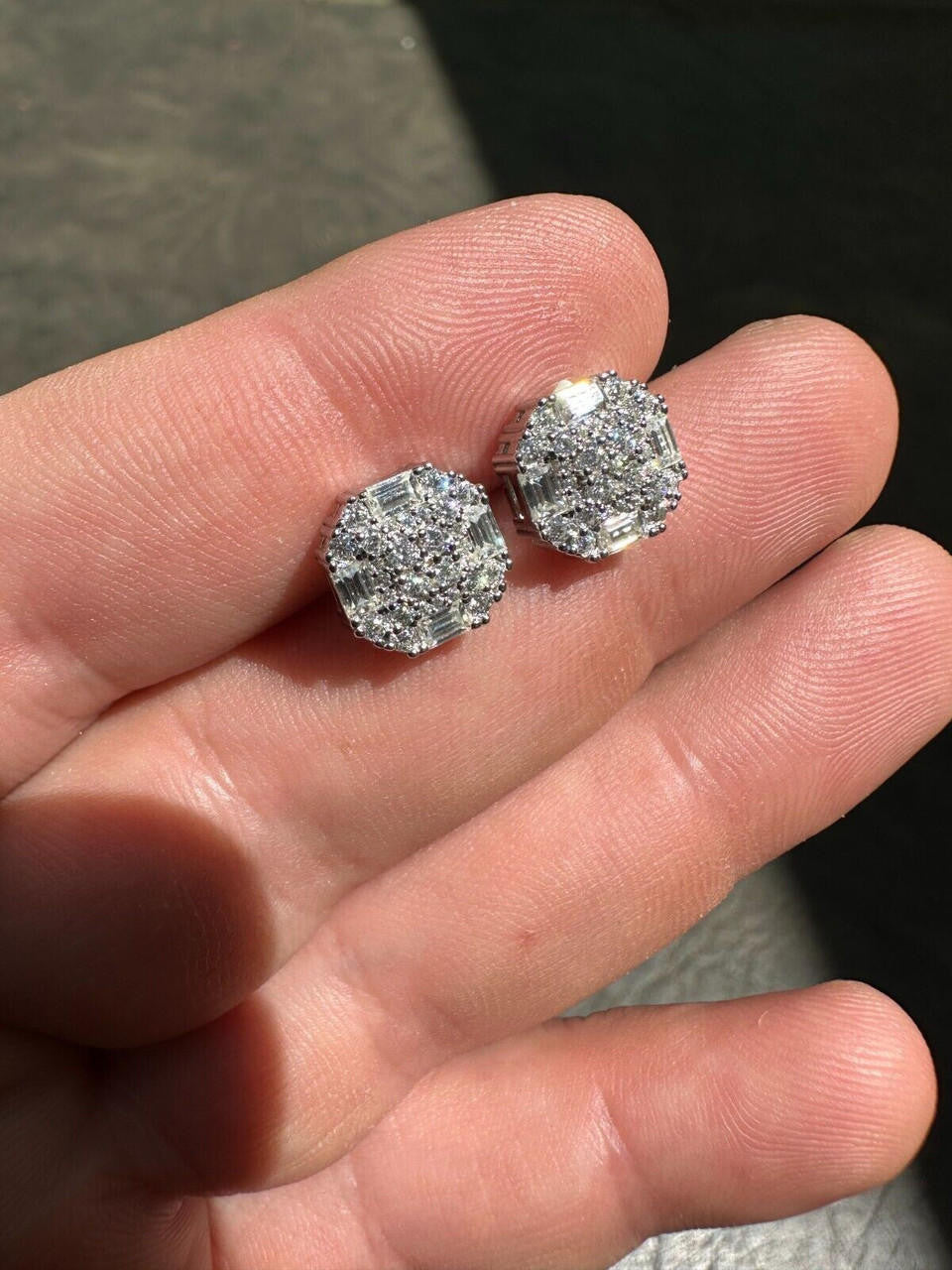 MOISSANITE Baguette Star Iced Out Earrings - 925 Silver - 10mm