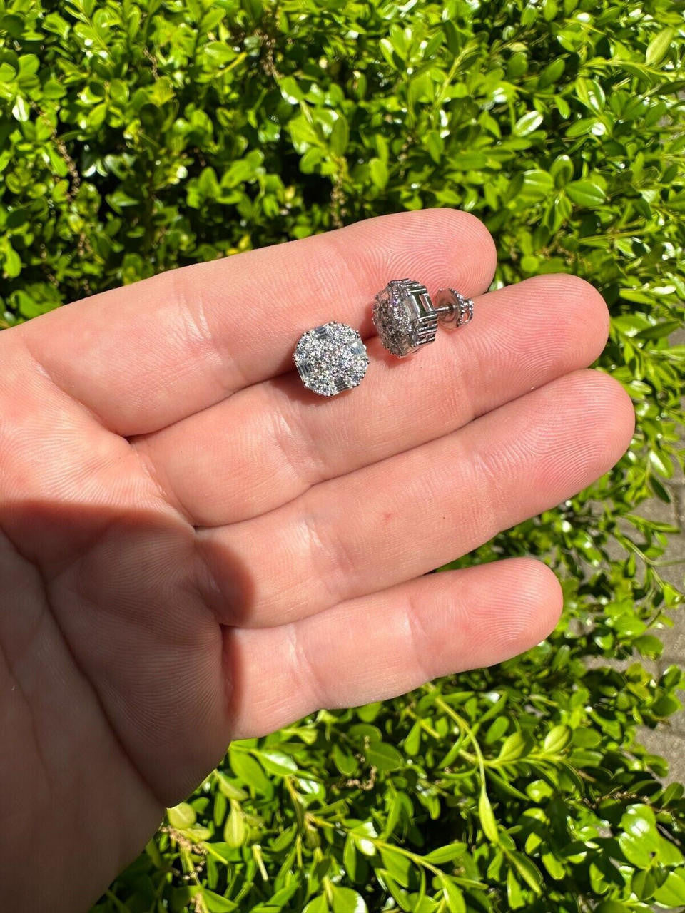 MOISSANITE Baguette Star Iced Out Earrings - 925 Silver - 10mm