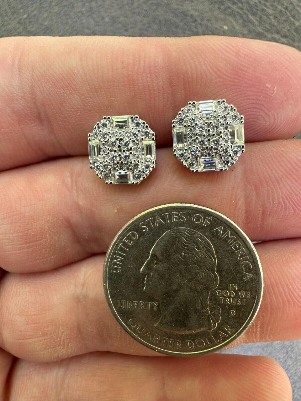 MOISSANITE Baguette Star Iced Out Earrings - 925 Silver - 10mm