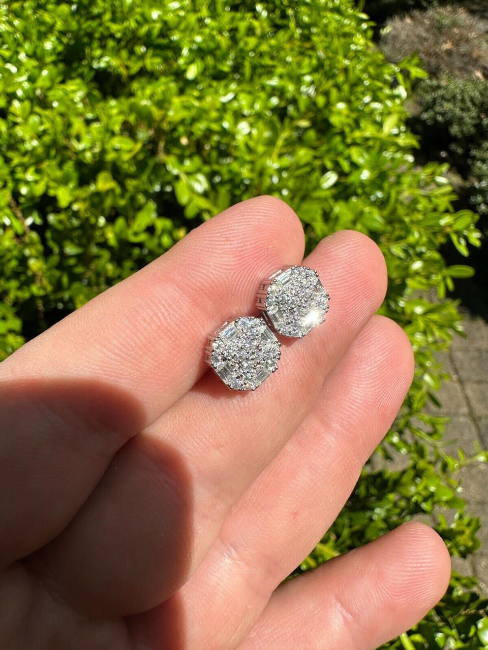 MOISSANITE Baguette Star Iced Out Earrings - 925 Silver - 10mm