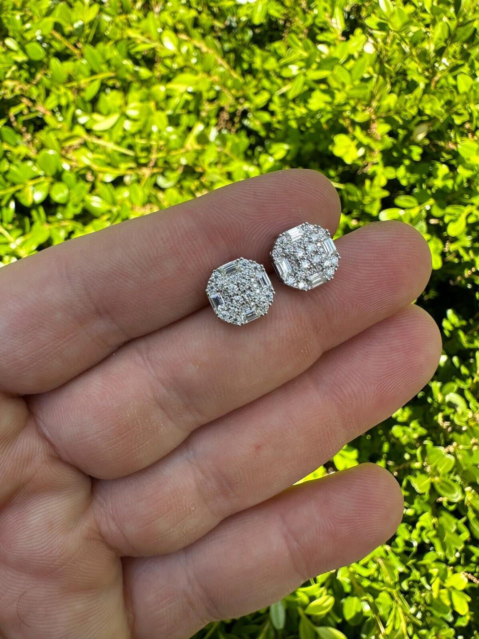 MOISSANITE Baguette Star Iced Out Earrings - 925 Silver - 10mm