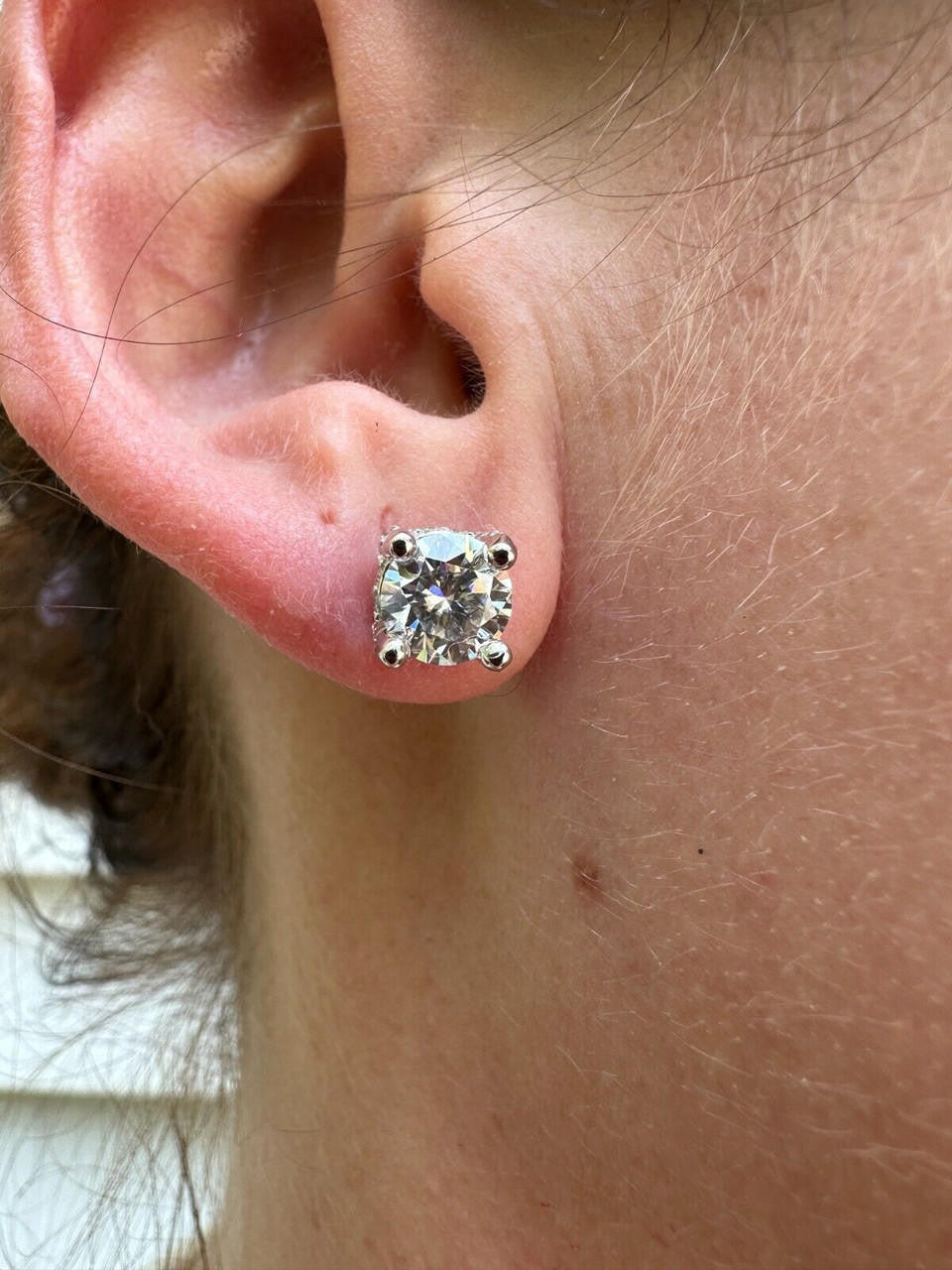 MOISSANITE Solitaire Stud Reinvented Earrings - Stones On All Sides - 925 Silver - 5mm-8mm