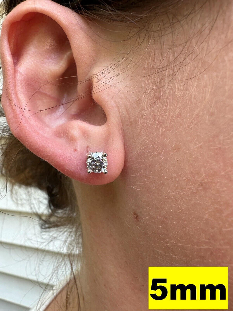 MOISSANITE Solitaire Stud Reinvented Earrings - Stones On All Sides - 925 Silver - 5mm-8mm