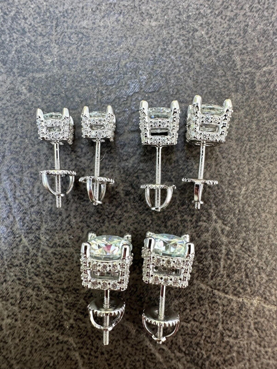 MOISSANITE Solitaire Stud Reinvented Earrings - Stones On All Sides - 925 Silver - 5mm-8mm