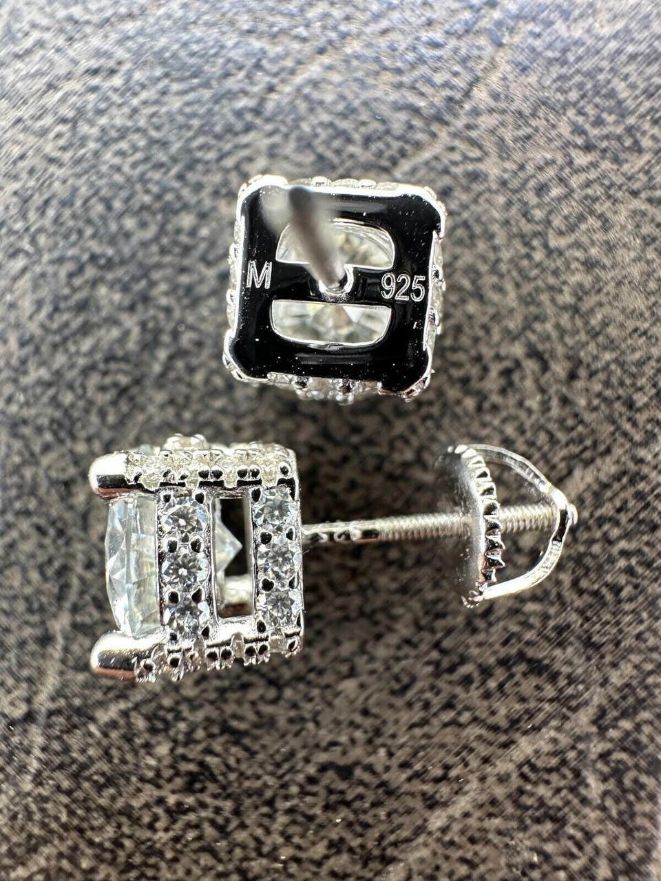 MOISSANITE Solitaire Stud Reinvented Earrings - Stones On All Sides - 925 Silver - 5mm-8mm