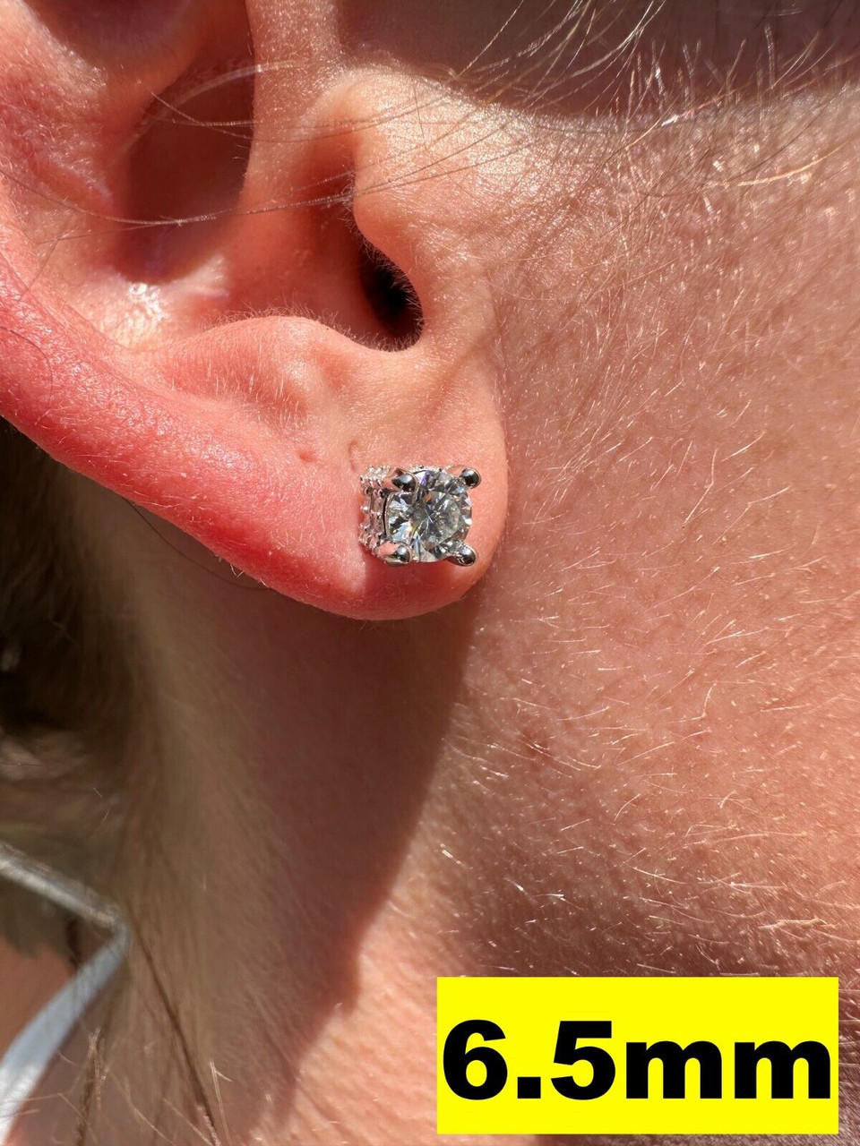 MOISSANITE Solitaire Stud Reinvented Earrings - Stones On All Sides - 925 Silver - 5mm-8mm