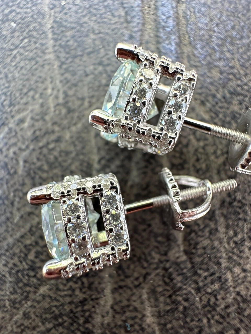 MOISSANITE Solitaire Stud Reinvented Earrings - Stones On All Sides - 925 Silver - 5mm-8mm