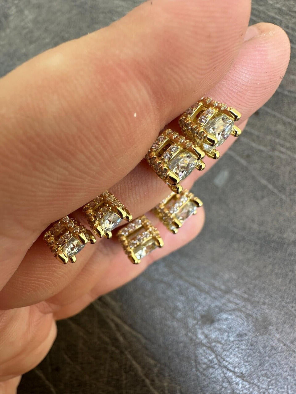 MOISSANITE Solitaire Stud Reinvented Earrings - Stones On All Sides - 14k Gold Vermeil 925 Silver - 5mm-8mm