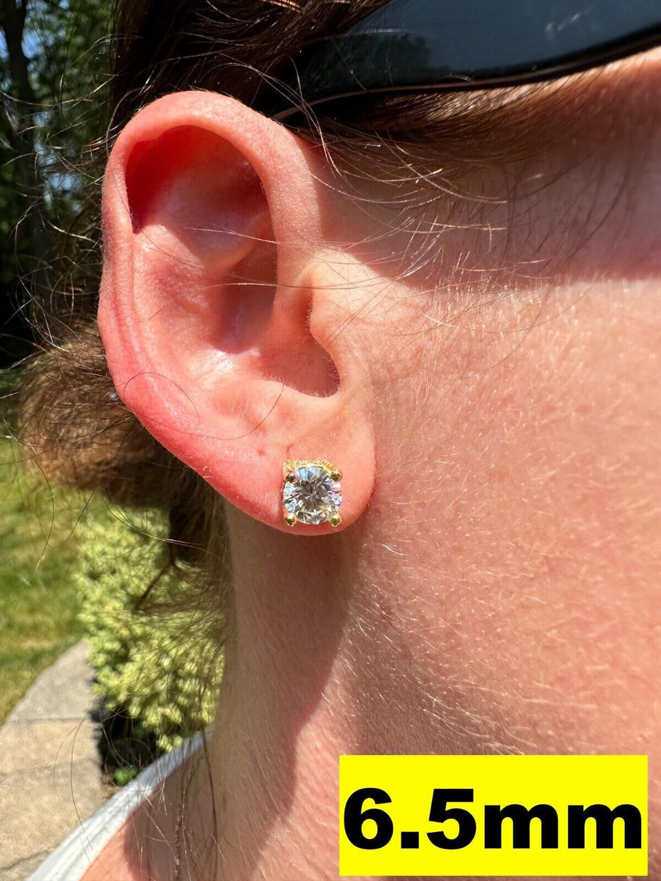 MOISSANITE Solitaire Stud Reinvented Earrings - Stones On All Sides - 14k Gold Vermeil 925 Silver - 5mm-8mm