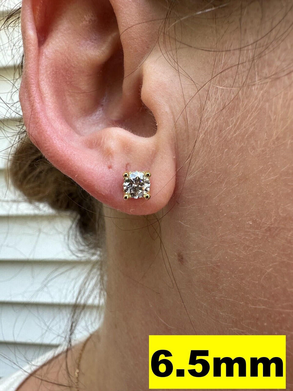 MOISSANITE Solitaire Stud Reinvented Earrings - Stones On All Sides - 14k Gold Vermeil 925 Silver - 5mm-8mm