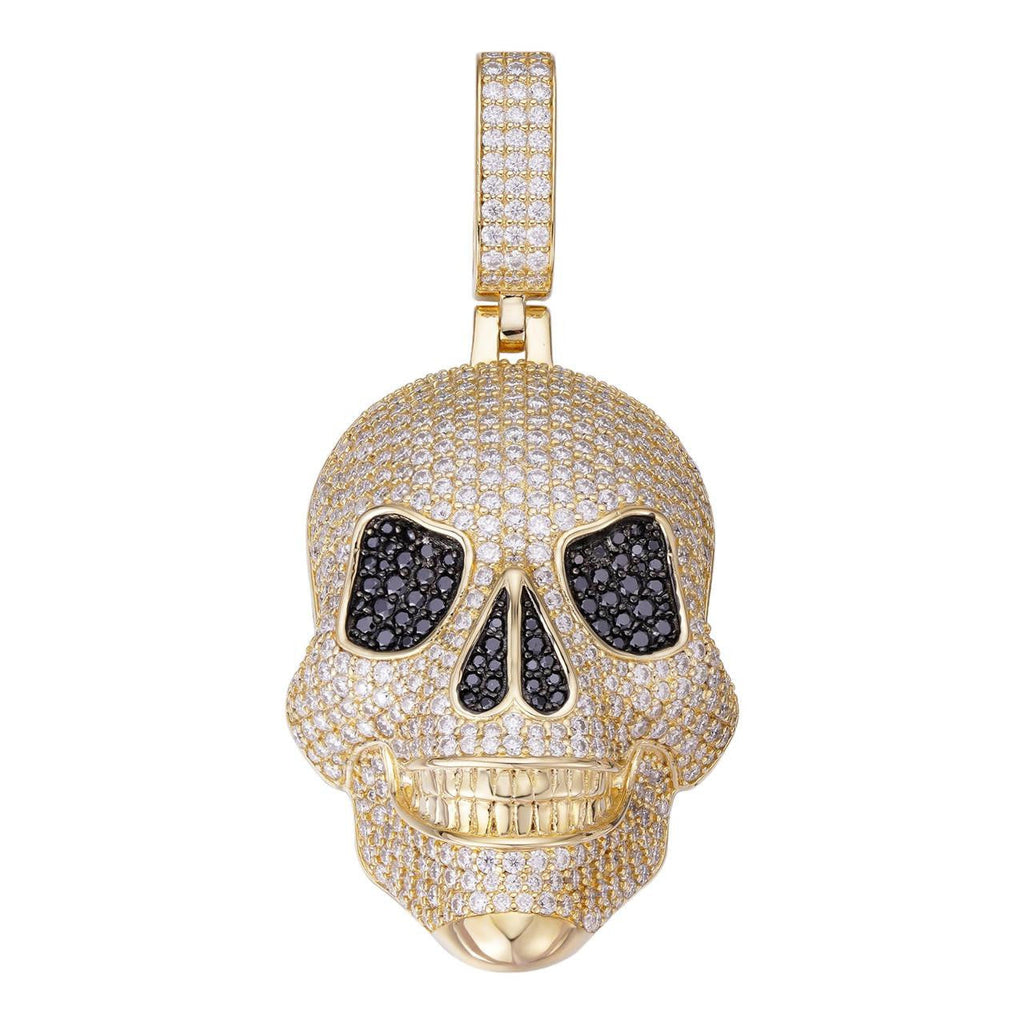 MOISSANITE 3D Skull Iced Out Pendant - 14k Gold Vermeil 925 Silver - 3 Sizes 1.5"-3.5"