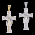 MOISSANITE 90s Classic Bust Down Cross - 10k Yellow Or White Gold - Medium 2"