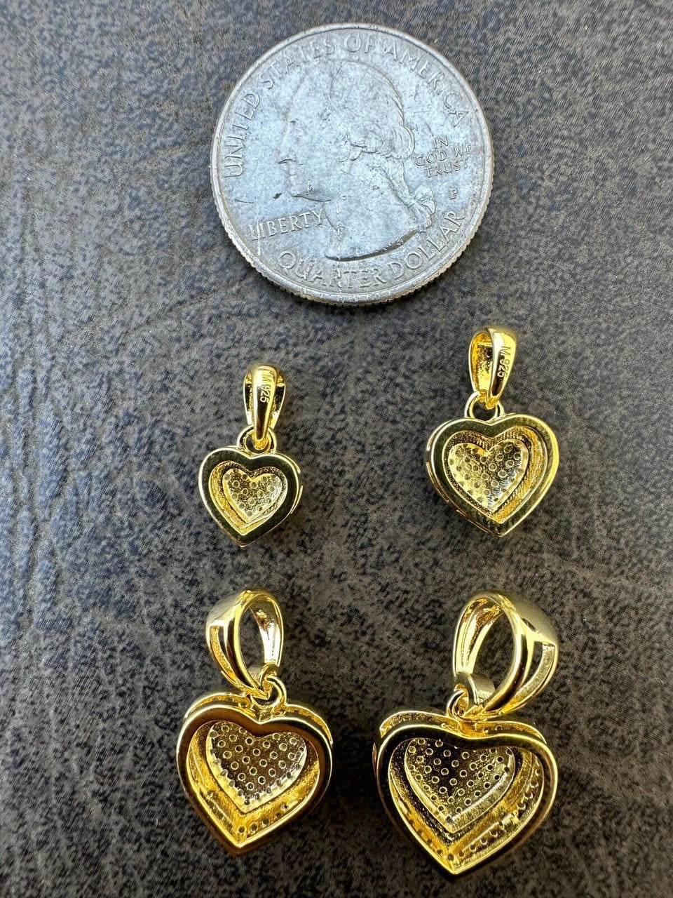 MOISSANITE Ladies Heart Shaped Love Pendant - 14k Gold Vermeil 925 Silver - 4 Sizes 0.33"-0.6"