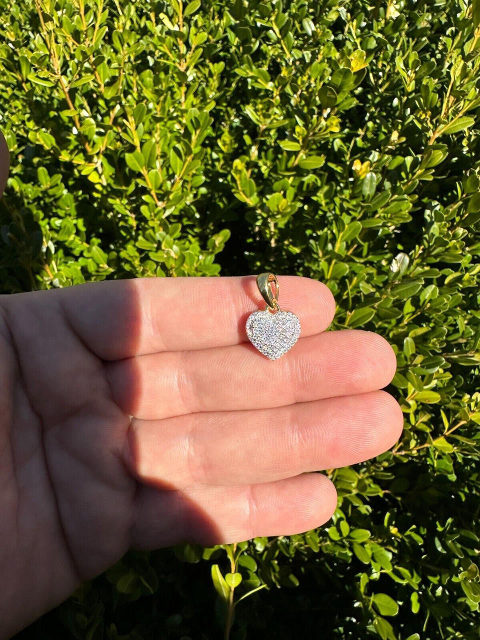 MOISSANITE Ladies Heart Shaped Love Pendant - 14k Gold Vermeil 925 Silver - 4 Sizes 0.33"-0.6"