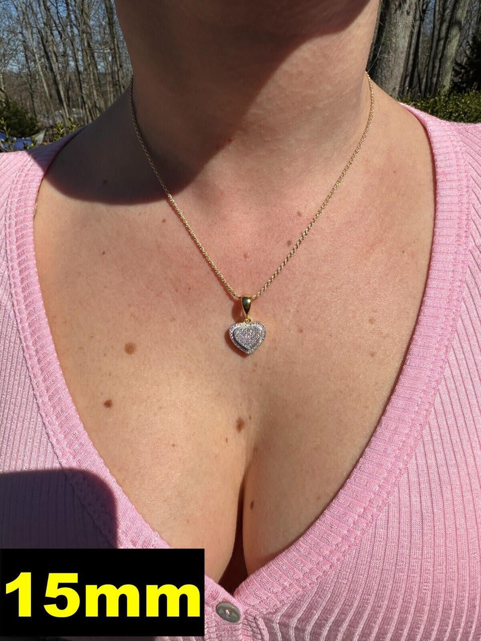 MOISSANITE Ladies Heart Shaped Love Pendant - 14k Gold Vermeil 925 Silver - 4 Sizes 0.33"-0.6"