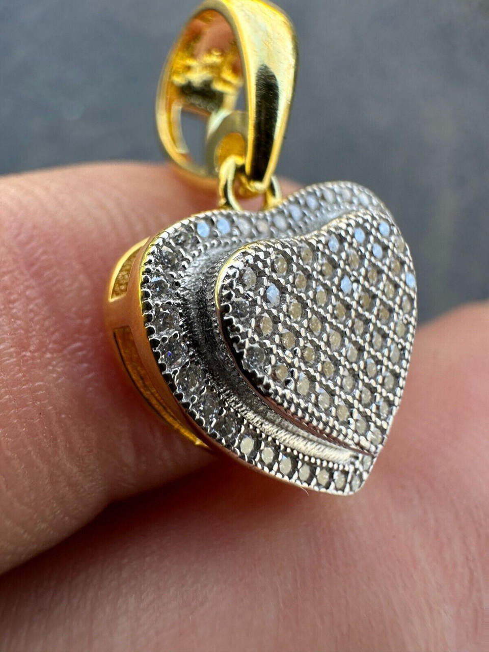 MOISSANITE Ladies Heart Shaped Love Pendant - 14k Gold Vermeil 925 Silver - 4 Sizes 0.33"-0.6"