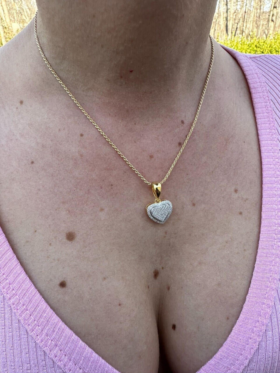 MOISSANITE Ladies Heart Shaped Love Pendant - 14k Gold Vermeil 925 Silver - 4 Sizes 0.33"-0.6"