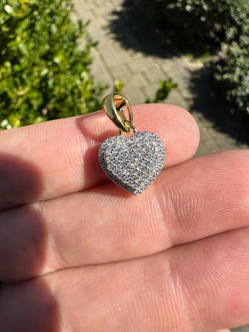 MOISSANITE Ladies Heart Shaped Love Pendant - 14k Gold Vermeil 925 Silver - 4 Sizes 0.33"-0.6"