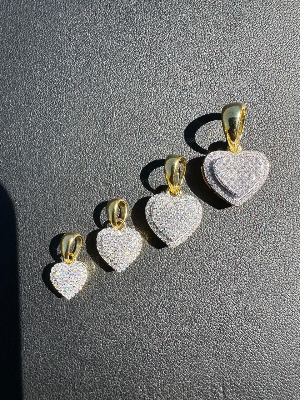 MOISSANITE Ladies Heart Shaped Love Pendant - 14k Gold Vermeil 925 Silver - 4 Sizes 0.33"-0.6"