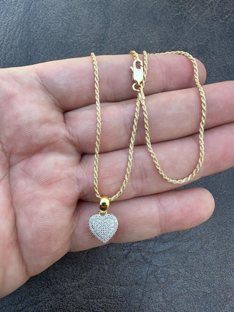 MOISSANITE Ladies Heart Shaped Love Pendant - 14k Gold Vermeil 925 Silver - 4 Sizes 0.33"-0.6"