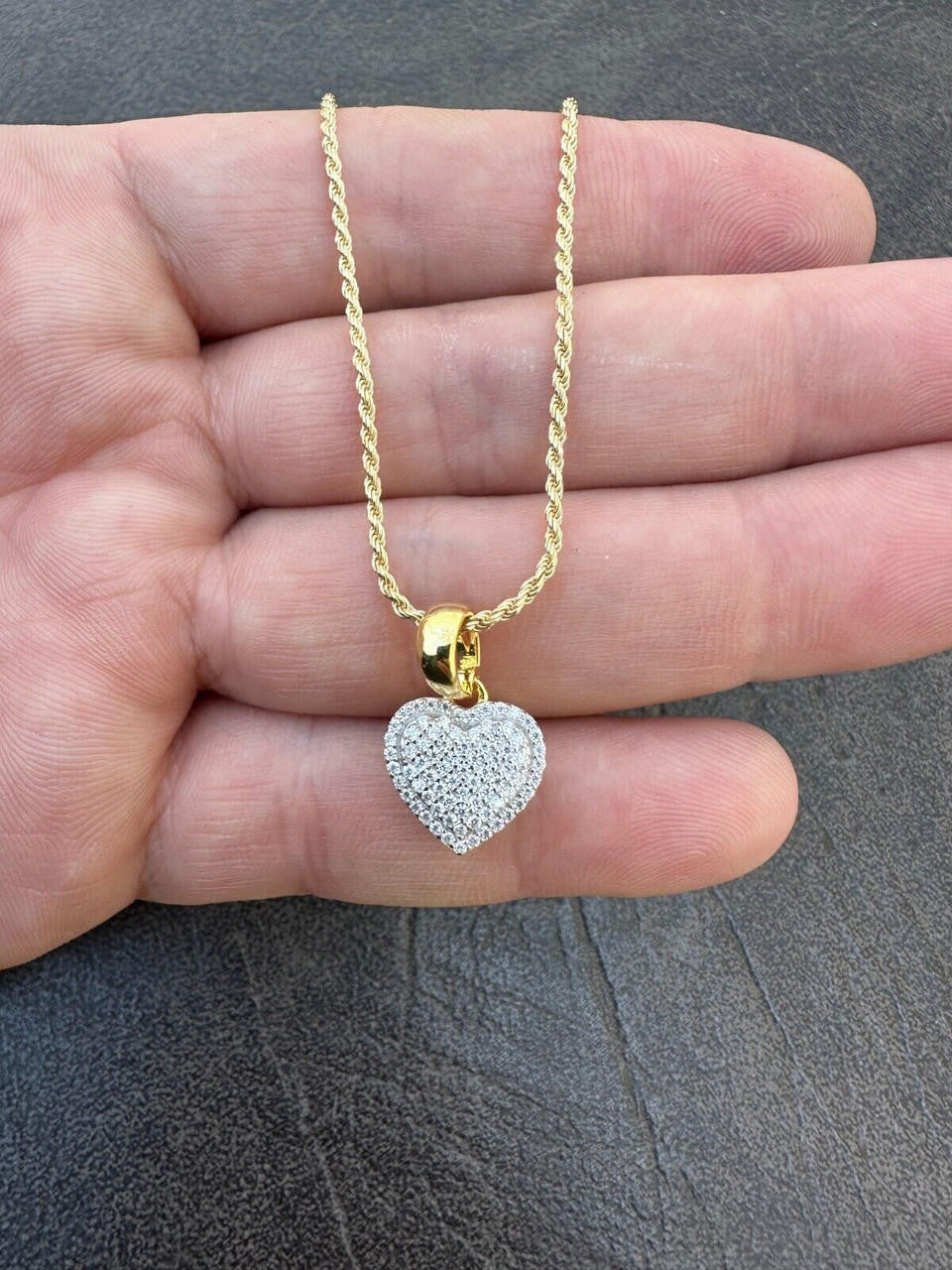 MOISSANITE Ladies Heart Shaped Love Pendant - 14k Gold Vermeil 925 Silver - 4 Sizes 0.33"-0.6"
