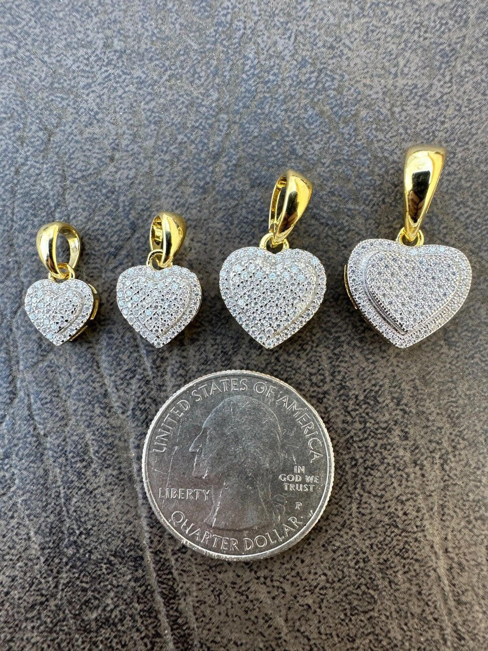 MOISSANITE Ladies Heart Shaped Love Pendant - 14k Gold Vermeil 925 Silver - 4 Sizes 0.33"-0.6"