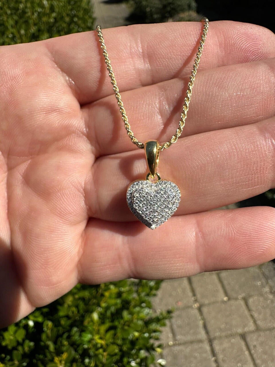 MOISSANITE Ladies Heart Shaped Love Pendant - 14k Gold Vermeil 925 Silver - 4 Sizes 0.33"-0.6"
