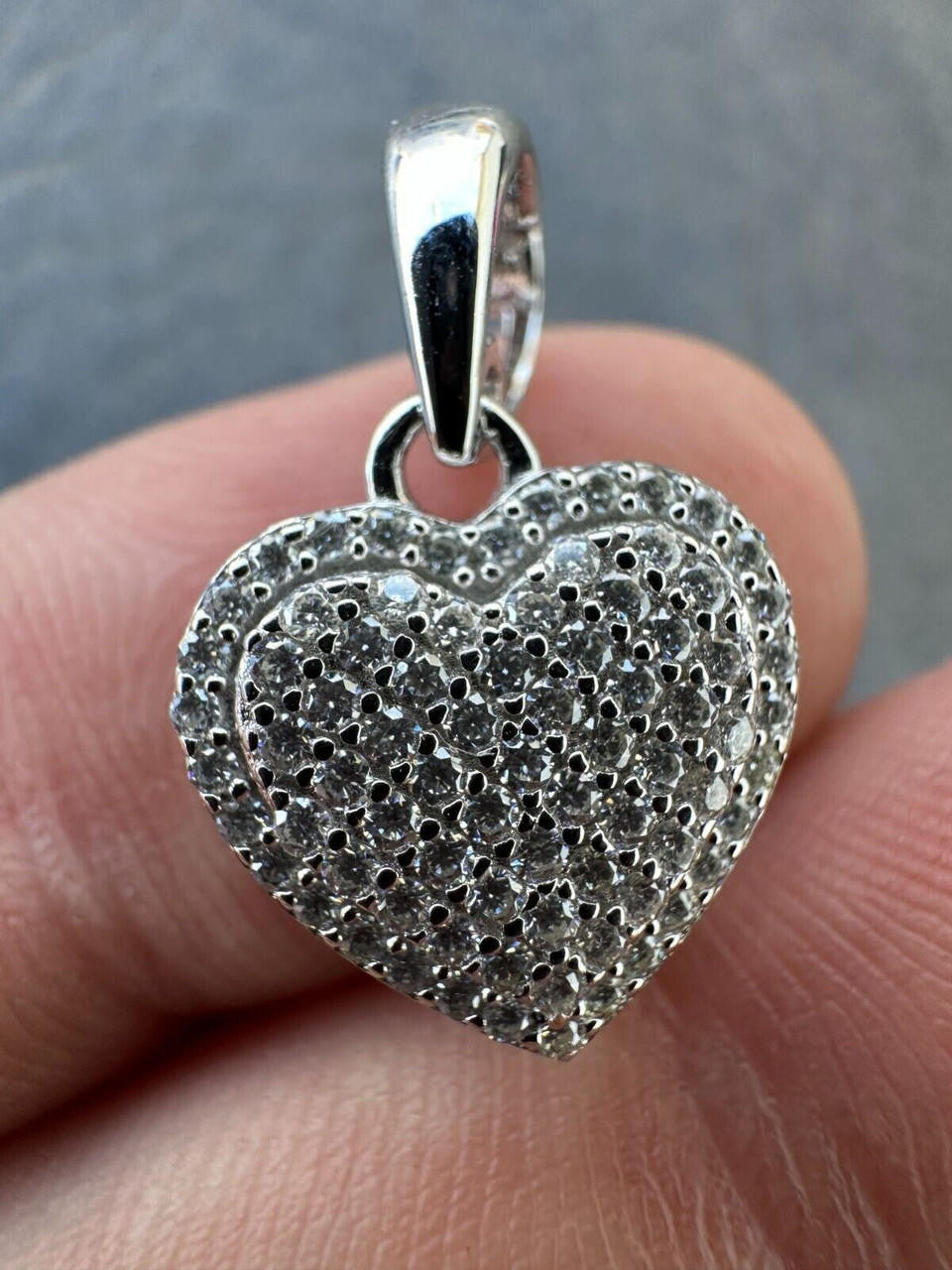 MOISSANITE Ladies Heart Shaped Love Pendant - 925 Silver - 4 Sizes 0.33"-0.6"