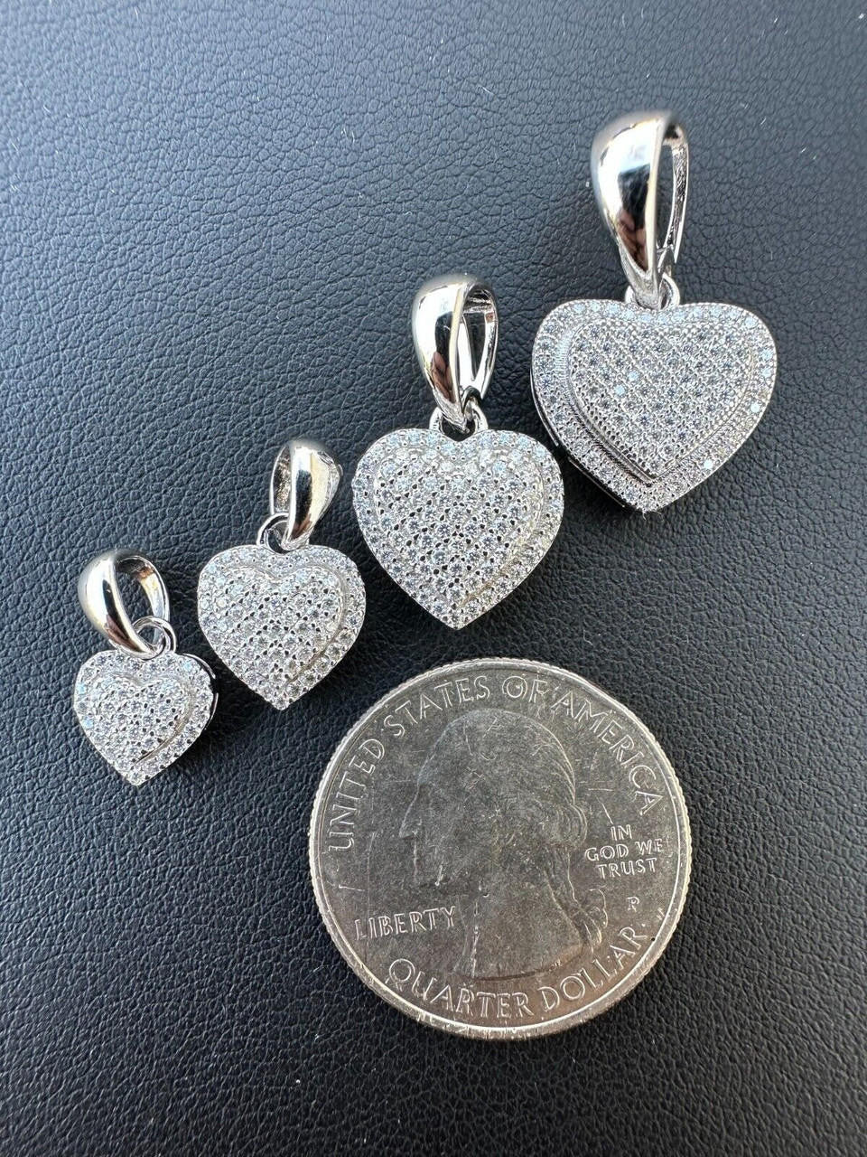 MOISSANITE Ladies Heart Shaped Love Pendant - 925 Silver - 4 Sizes 0.33"-0.6"