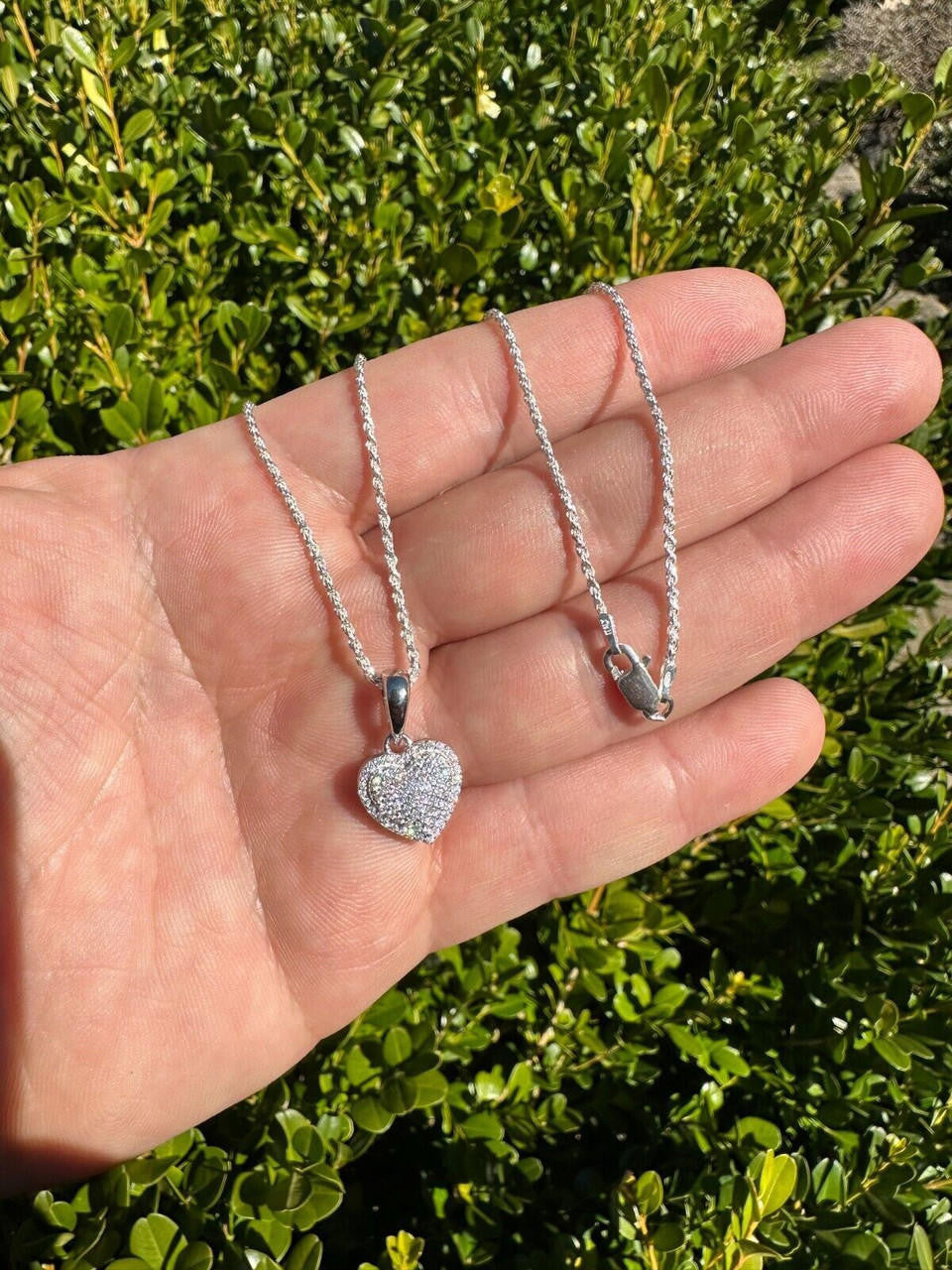 MOISSANITE Ladies Heart Shaped Love Pendant - 925 Silver - 4 Sizes 0.33"-0.6"