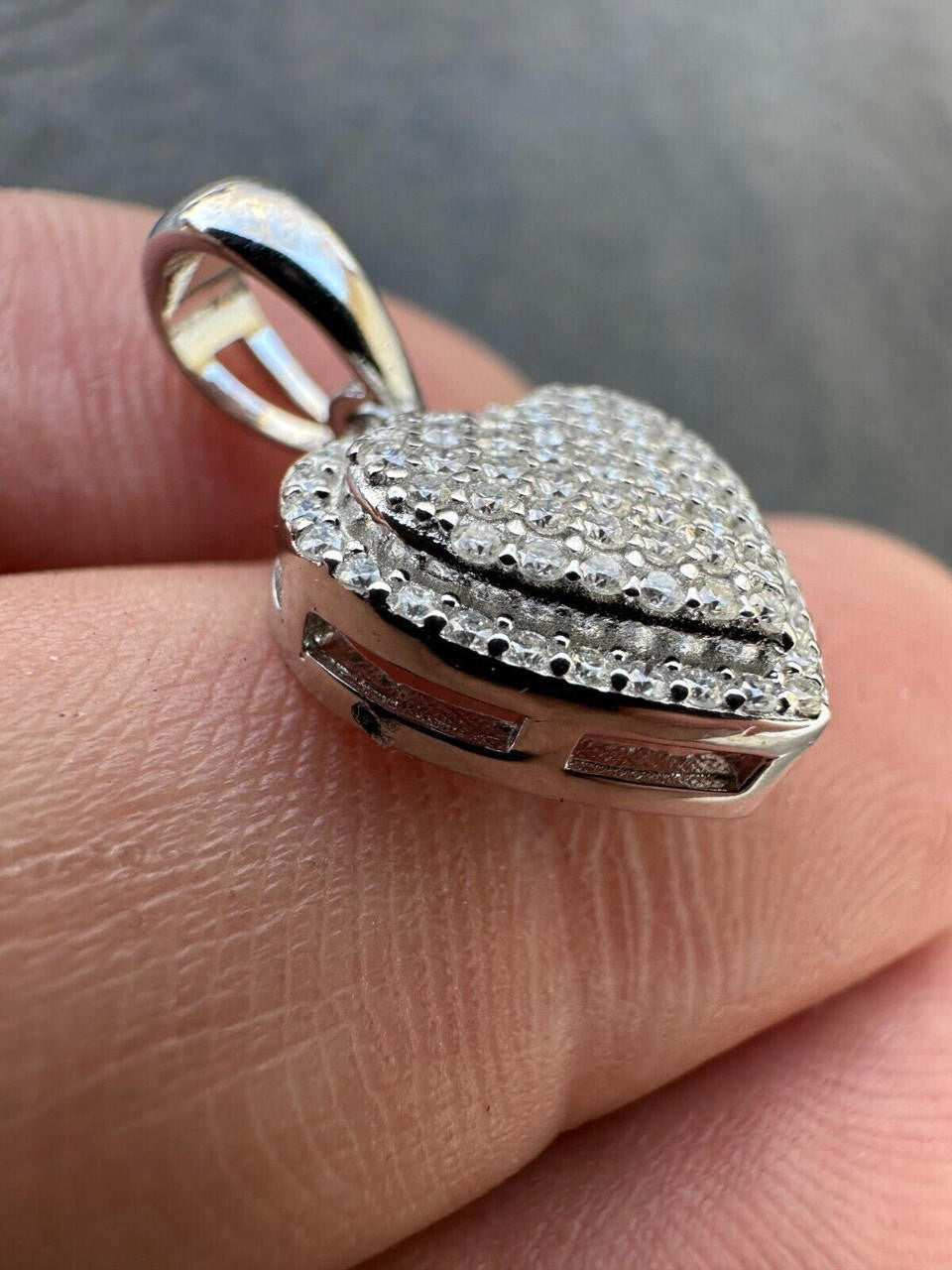 MOISSANITE Ladies Heart Shaped Love Pendant - 925 Silver - 4 Sizes 0.33"-0.6"