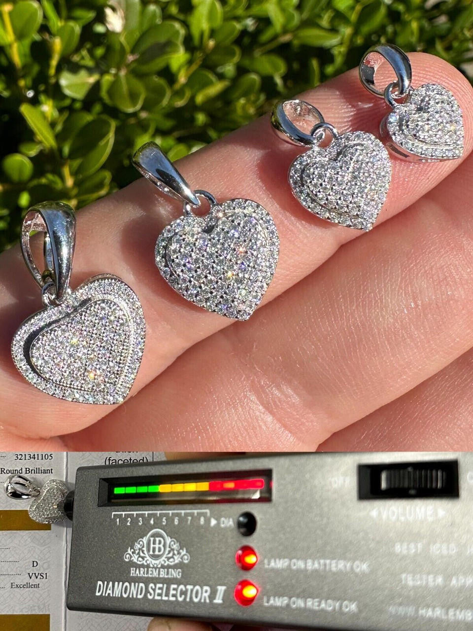 MOISSANITE Ladies Heart Shaped Love Pendant - 925 Silver - 4 Sizes 0.33"-0.6"