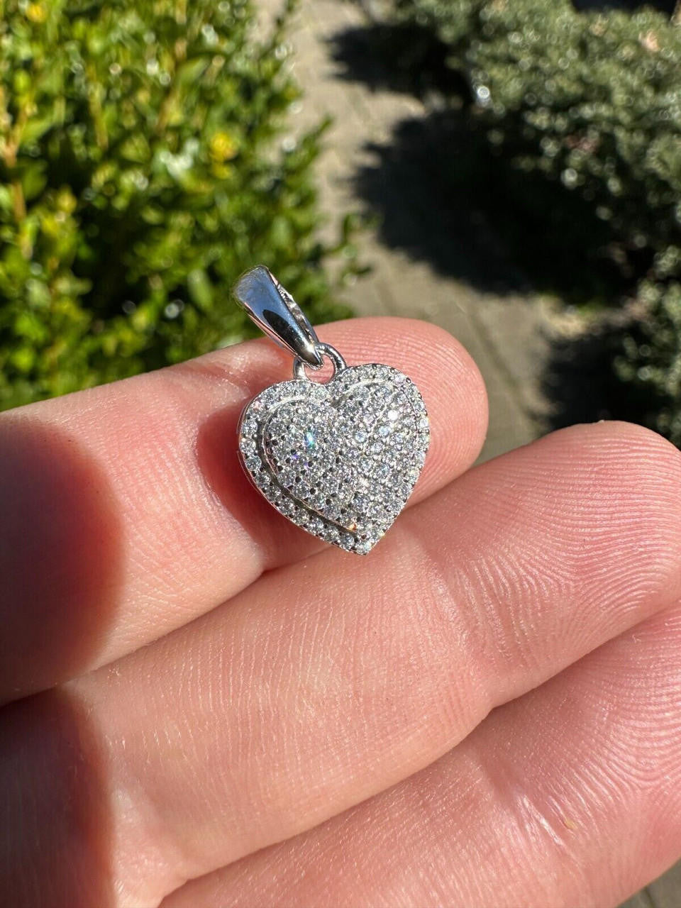 MOISSANITE Ladies Heart Shaped Love Pendant - 925 Silver - 4 Sizes 0.33"-0.6"