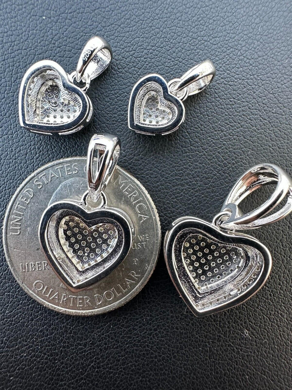 MOISSANITE Ladies Heart Shaped Love Pendant - 925 Silver - 4 Sizes 0.33"-0.6"